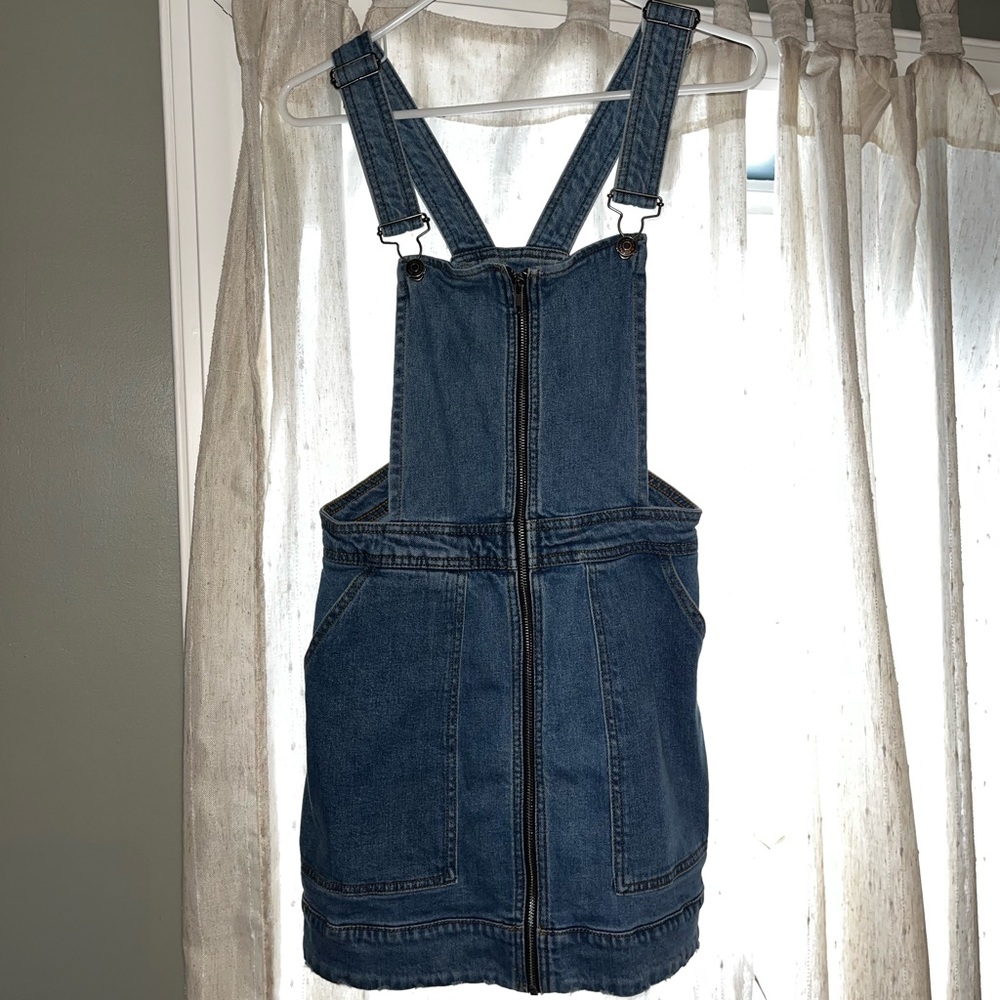 Denim, overall-style skirt